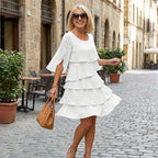 Flowing Layered Ruffle Sleeve Midi Dress for Women™ – Feminine Eleganz mit mühelosem Komfort