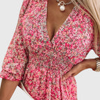 Women's Spring Smocked V-Neck Midi Dress™ – Zeitlose Eleganz für den Frühling