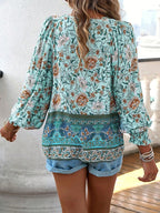 Women's Boho Floral V-Neck Blouse Loose Fit Lightweight Summer Casual Top™ – Leichter Sommer-Boho-Style für jeden Tag