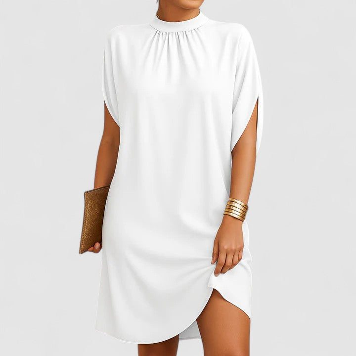 Spring High-Neck Shift Midi Dress™ – Mühelose Eleganz für den Frühling