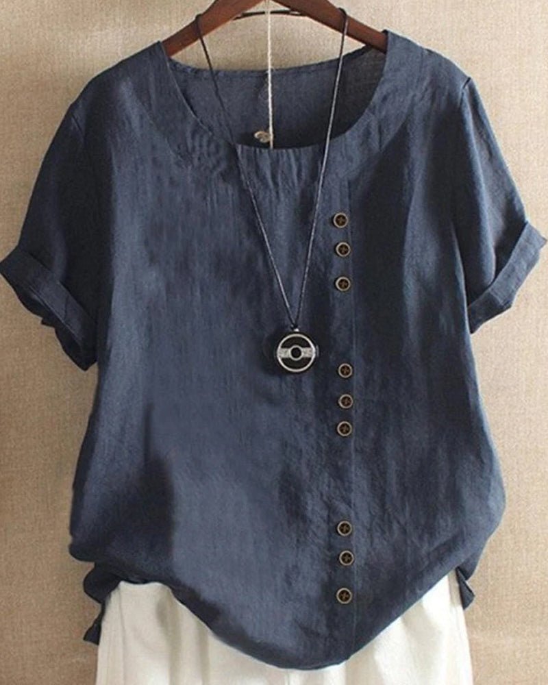 Soft Button Detail Casual Blouse™ – Mühelose Eleganz für jeden Tag