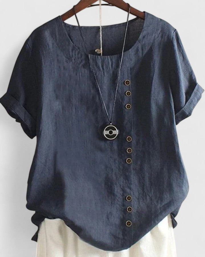 Stylish Asymmetrical Button Blouse™ – Mühelose Eleganz für jeden Tag