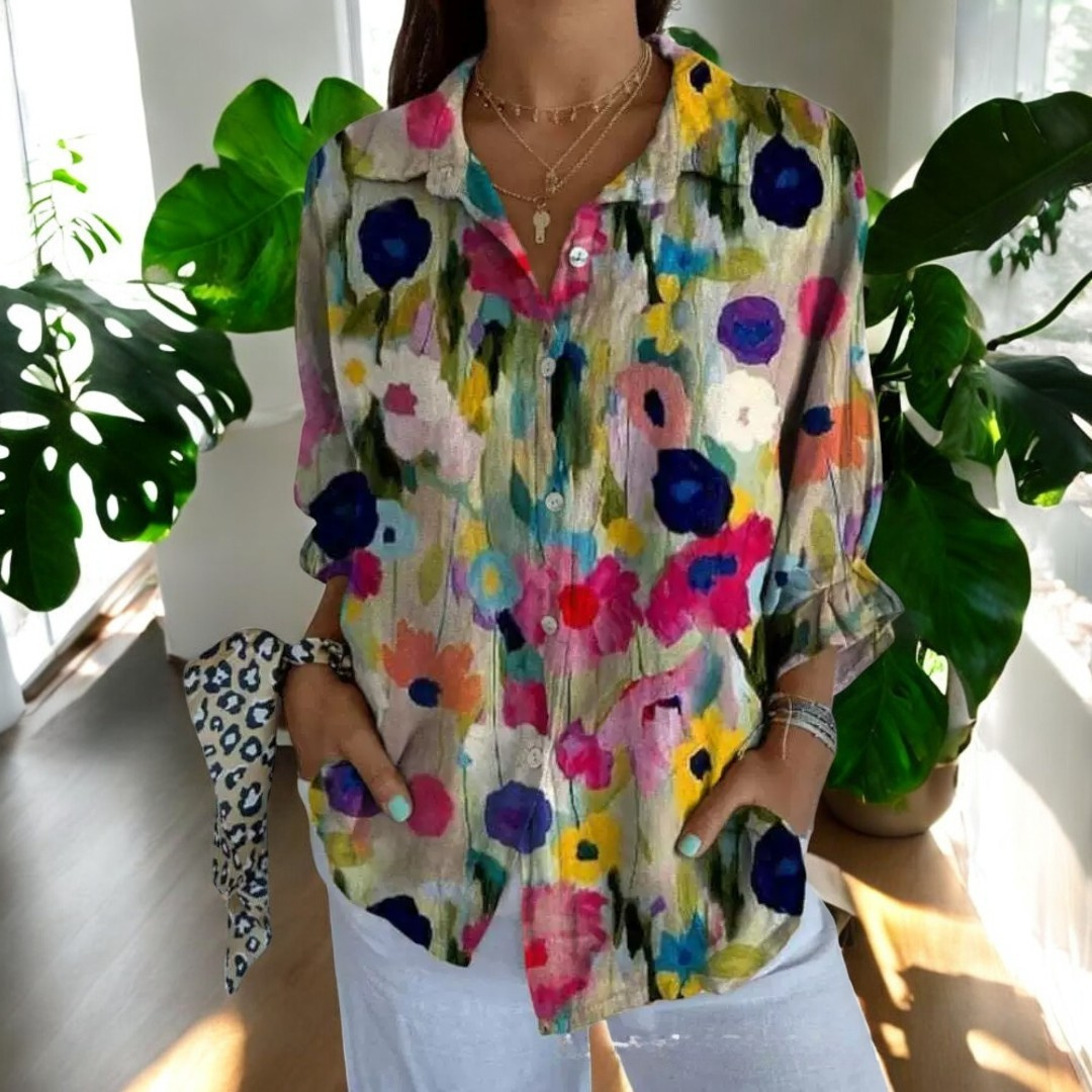 Women's V-Neck Button Blouse Elegant Relaxed Fit Lightweight Work Shirt™ – Zeitlose Eleganz für jeden Anlass