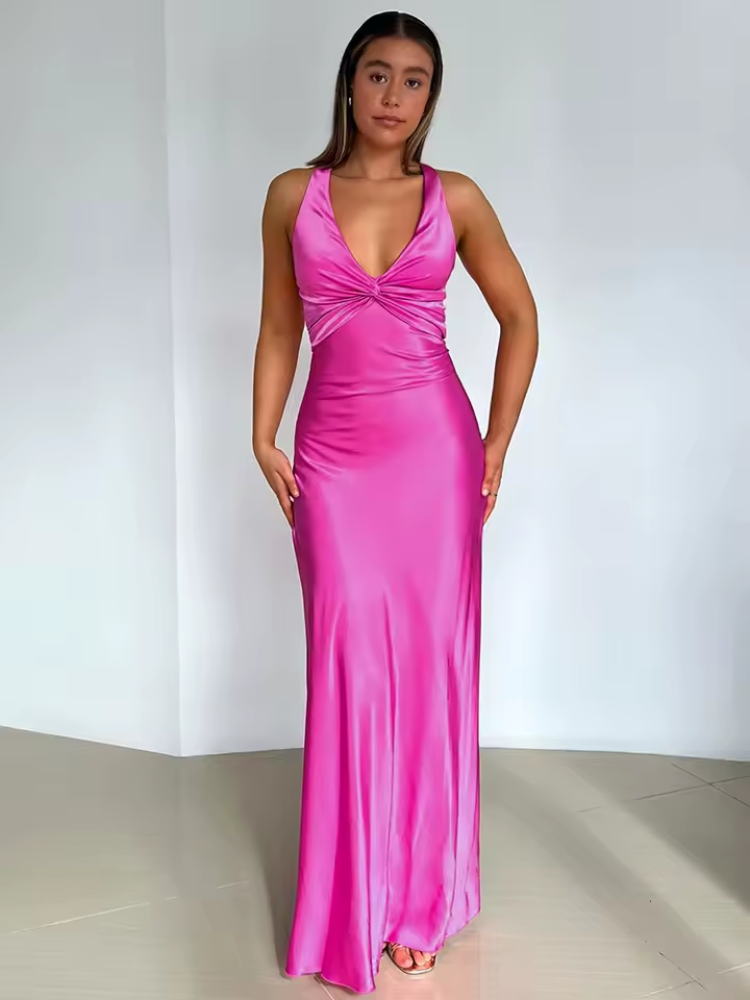 Twist-Front V-Neck Maxi Dress for Flattering Fit™ – Elegante Silhouette für jeden Anlass