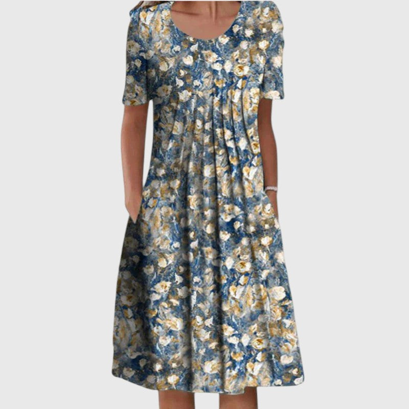 Printed Short Sleeve Midi Dress™ – Müheloser Komfort mit zeitloser Eleganz