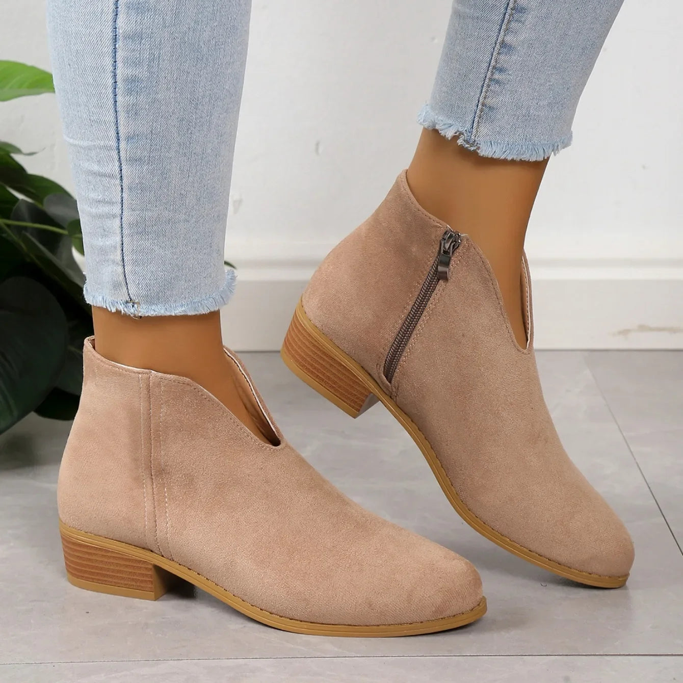 Damen Leoparden Stiefeletten mit Seitlichem Reißverschluss und Niedrigem Absatz™ – Stilvoller Komfort für jeden Tag