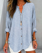 Women's Striped Button Front Blouse – Loose Fit Lightweight Casual Summer Shirt™ – Müheloser Sommerstil mit zeitloser Eleganz
