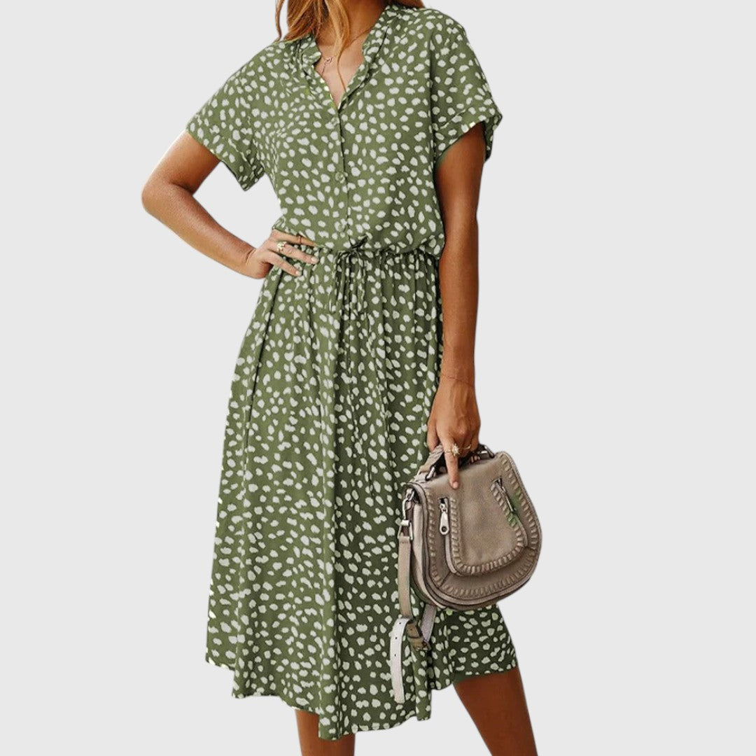 Printed Button-Front Midi Dress™ – Mühelose Eleganz für jeden Tag