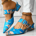 Women's Colorful Printed Heels with Strap and Block Heel™ – Kunstvolle Eleganz für stilvolle Auftritte