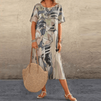 Hanna | Women's Printed Midi Dress™ – Mühelose Eleganz für jeden Tag