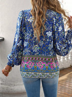 Women's Boho Floral V-Neck Blouse Loose Fit Lightweight Summer Casual Top™ – Leichter Sommer-Boho-Style für jeden Tag