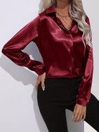 Sarah | Women's Button Down Long Sleeve Satin Blouses™ – Luxuriöse Eleganz für jeden Anlass