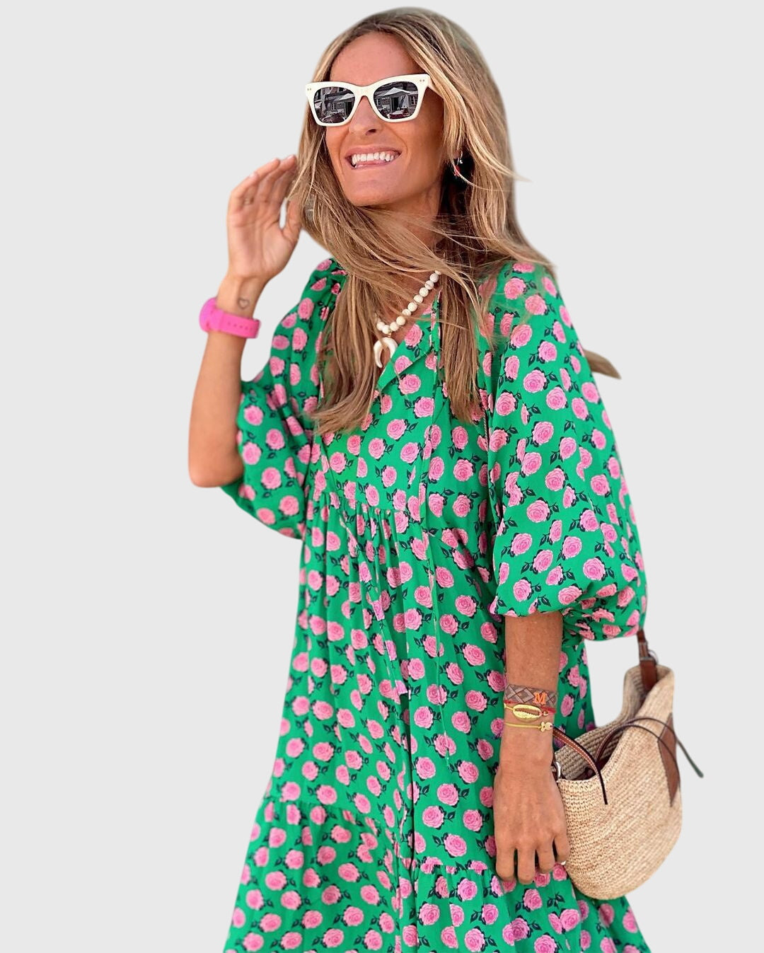Spring Patterned Maxi Dress For Women™ – Fließender Frühlingskomfort mit zeitloser Eleganz
