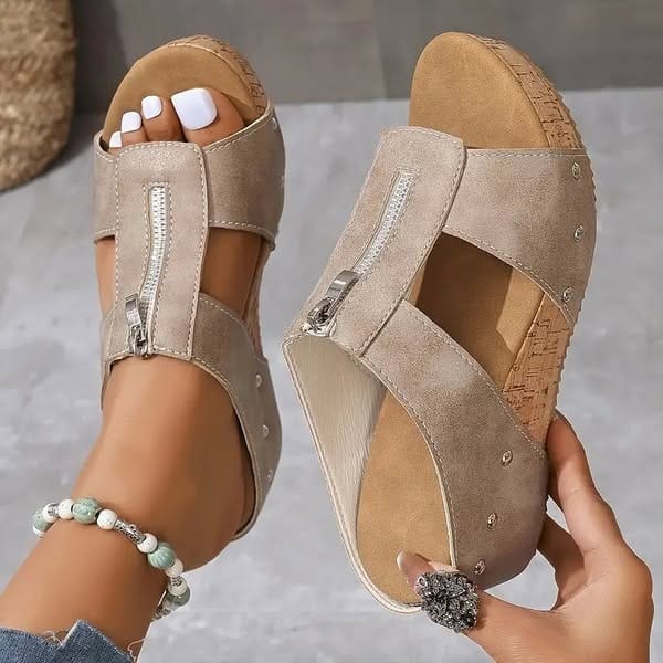 Women's Orthopedic Wedge Sandals with Front Zipper™ – Unterstützender Komfort für Ihre täglichen Schritte