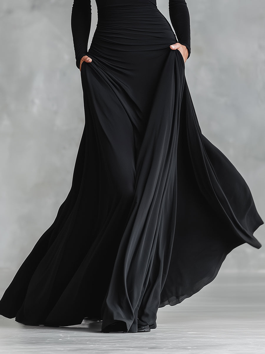 Elegantes Maxikleid mit Carré-Ausschnitt und langen Ärmeln™ – Zeitlose Eleganz für besondere Anlässe