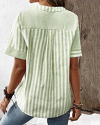 Women's Striped Button V-Neck Blouse Relaxed Fit Lightweight Casual Summer Top™ – Zeitloser Komfort für den Alltag