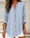 Women's Striped Button Front Blouse – Loose Fit Lightweight Casual Summer Shirt™ – Müheloser Sommerstil mit zeitloser Eleganz