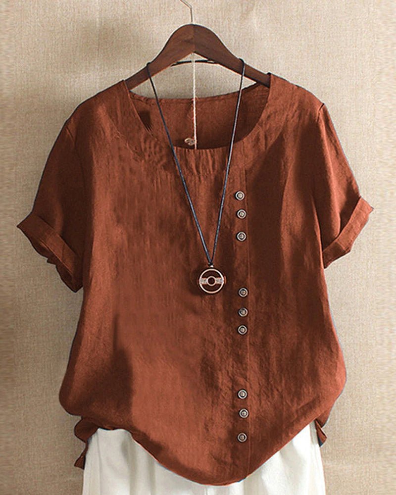 Soft Button Detail Casual Blouse™ – Mühelose Eleganz für jeden Tag