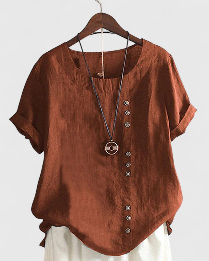 Stylish Asymmetrical Button Blouse™ – Mühelose Eleganz für jeden Tag