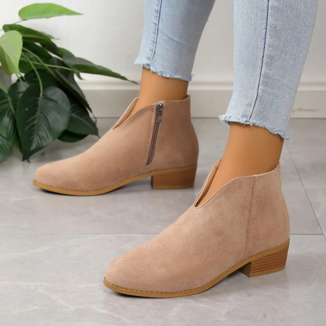 Damen Leoparden Stiefeletten mit Seitlichem Reißverschluss und Niedrigem Absatz™ – Stilvoller Komfort für jeden Tag