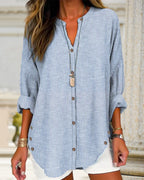 Women's Striped Button Front Blouse – Loose Fit Lightweight Casual Summer Shirt™ – Müheloser Sommerstil mit zeitloser Eleganz