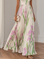 Women's Floral Maxi Dress with Square Neck and Pleated Skirt™ – Zeitlose Eleganz für besondere Momente