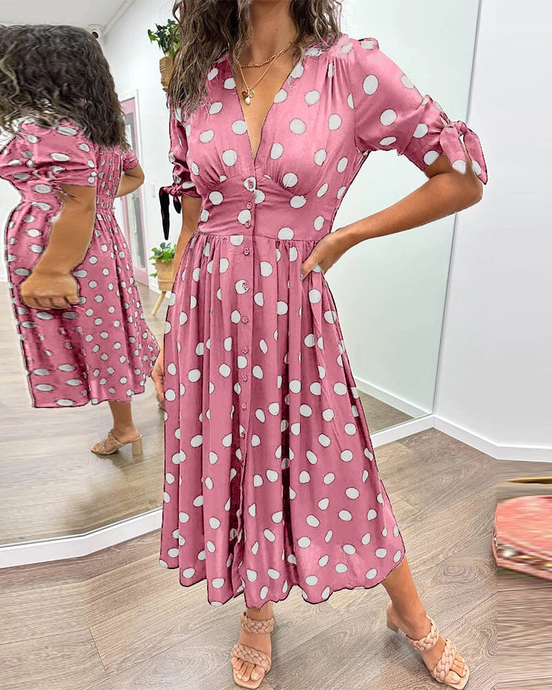 Polka Dot Midi Dress With Flattering A Line Fit for Women™ – Zeitlose Eleganz für jeden Anlass