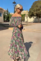 Women's Elegant V-Neck Maxi Dress with Pleated Waist™ – Zeitlose Eleganz mit schmeichelnder Silhouette