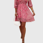 Women's Spring Smocked V-Neck Midi Dress™ – Zeitlose Eleganz für den Frühling
