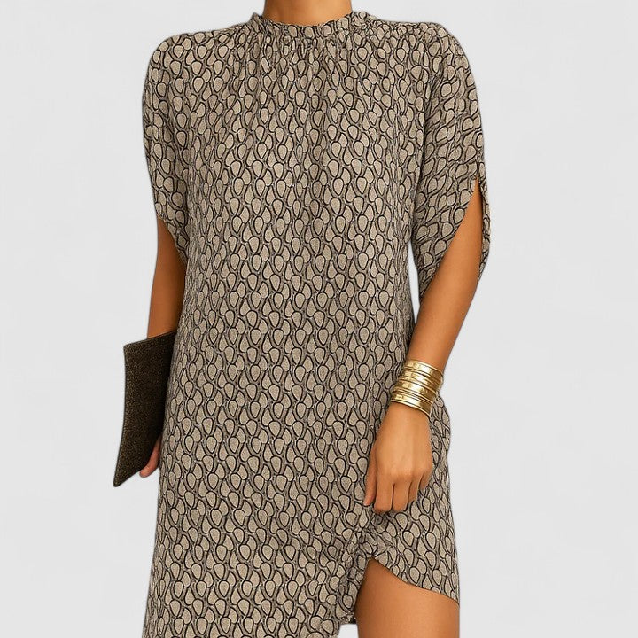 Spring High-Neck Shift Midi Dress™ – Mühelose Eleganz für den Frühling
