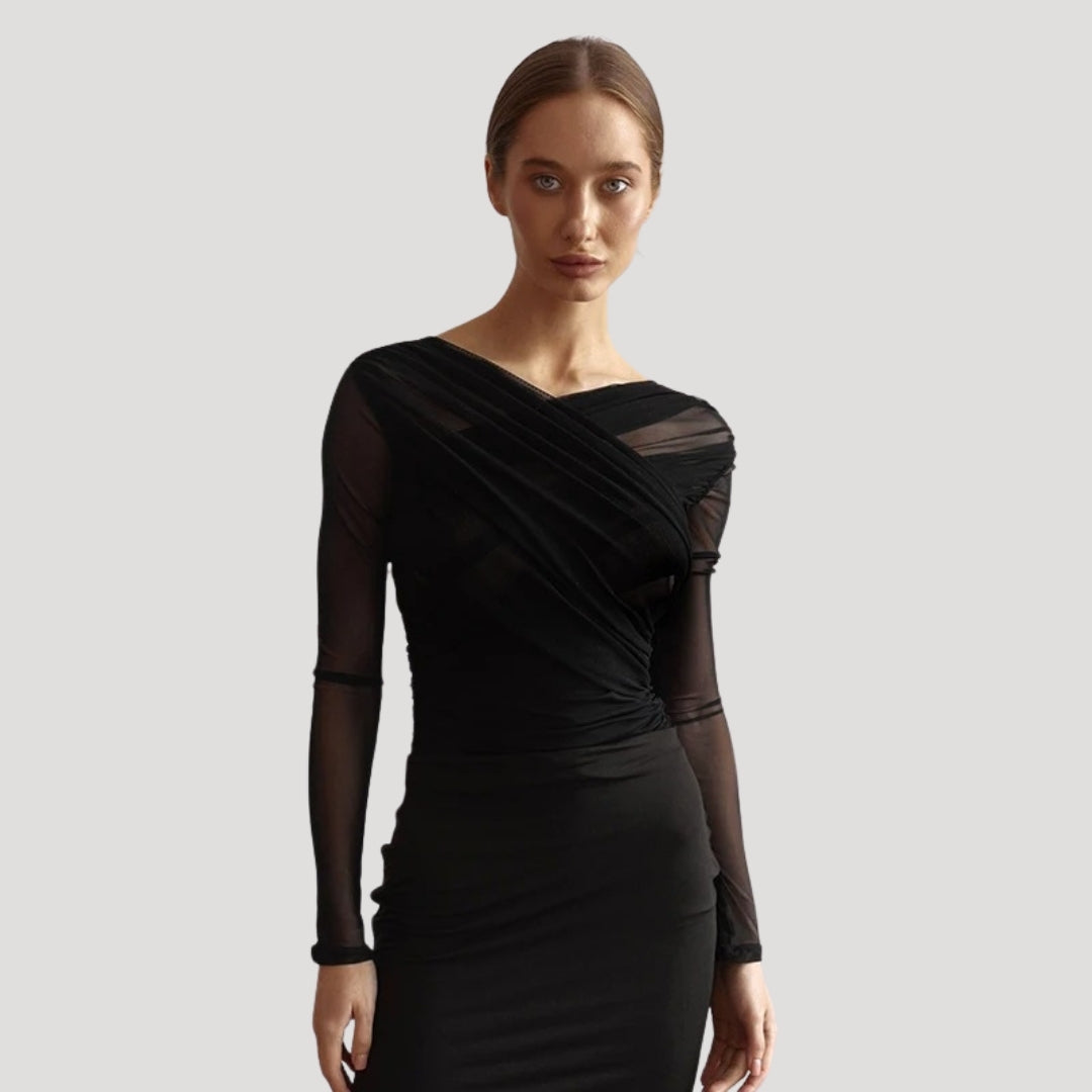 Claire | Women's Spring Sheer Wrap Long-Sleeve Top™ – Elegante Transparenz für stilvolle Frühlingsmomente