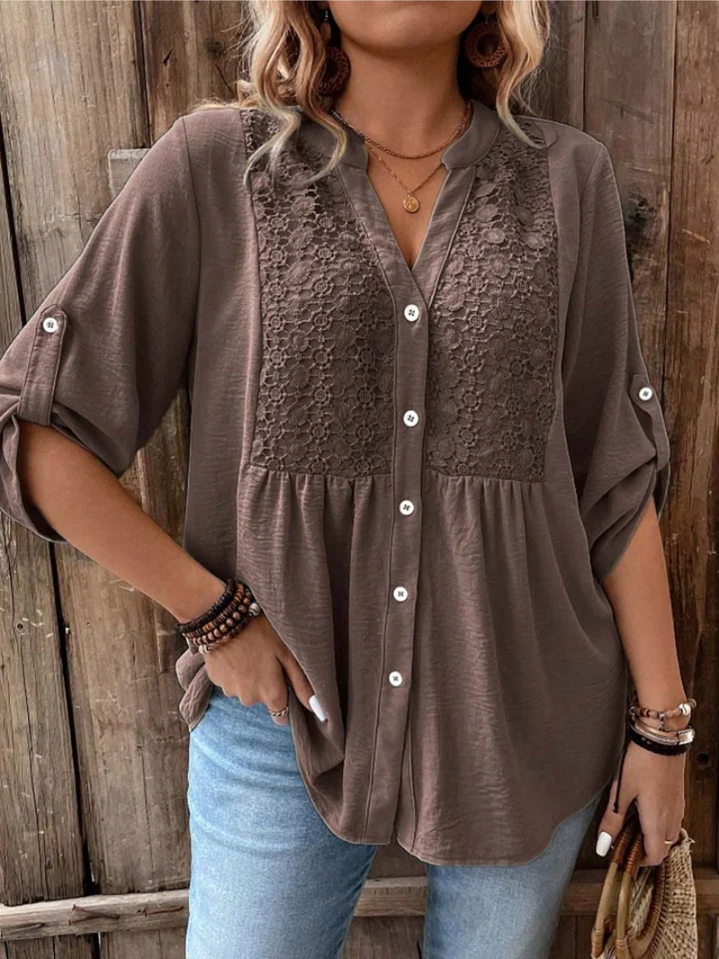Women's Casual V Neck Blouse Loose Fit Button Up Shirt™ – Mühelose Eleganz für den Alltag