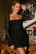 Women's Glitter Dress with Mesh Sleeves™ – Funkelnde Eleganz für besondere Anlässe