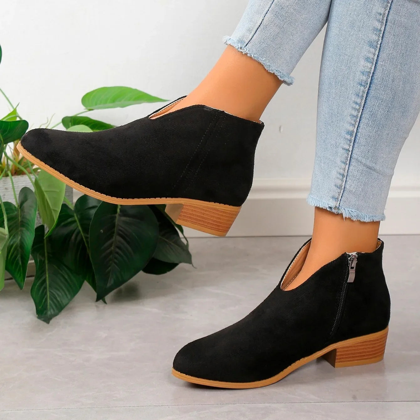 Damen Leoparden Stiefeletten mit Seitlichem Reißverschluss und Niedrigem Absatz™ – Stilvoller Komfort für jeden Tag