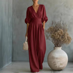 Women's Wide Leg Jumpsuit with V-Neck and Relaxed Fit™ – Mühelose Eleganz für jeden Anlass