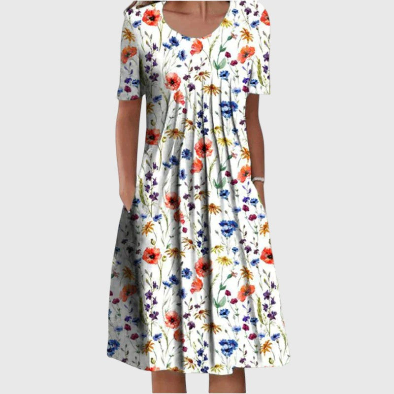 Printed Short Sleeve Midi Dress™ – Müheloser Komfort mit zeitloser Eleganz