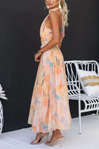 Women's Floral Halter Neck Flowing Fit Summer Maxi Dress™ – Elegante Sommerschönheit für jeden Anlass