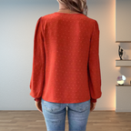 Women's Elegant Lace V-Neck Blouse Slim Fit Long Sleeve Casual Chic Top™ – Zeitlose Eleganz für jeden Anlass