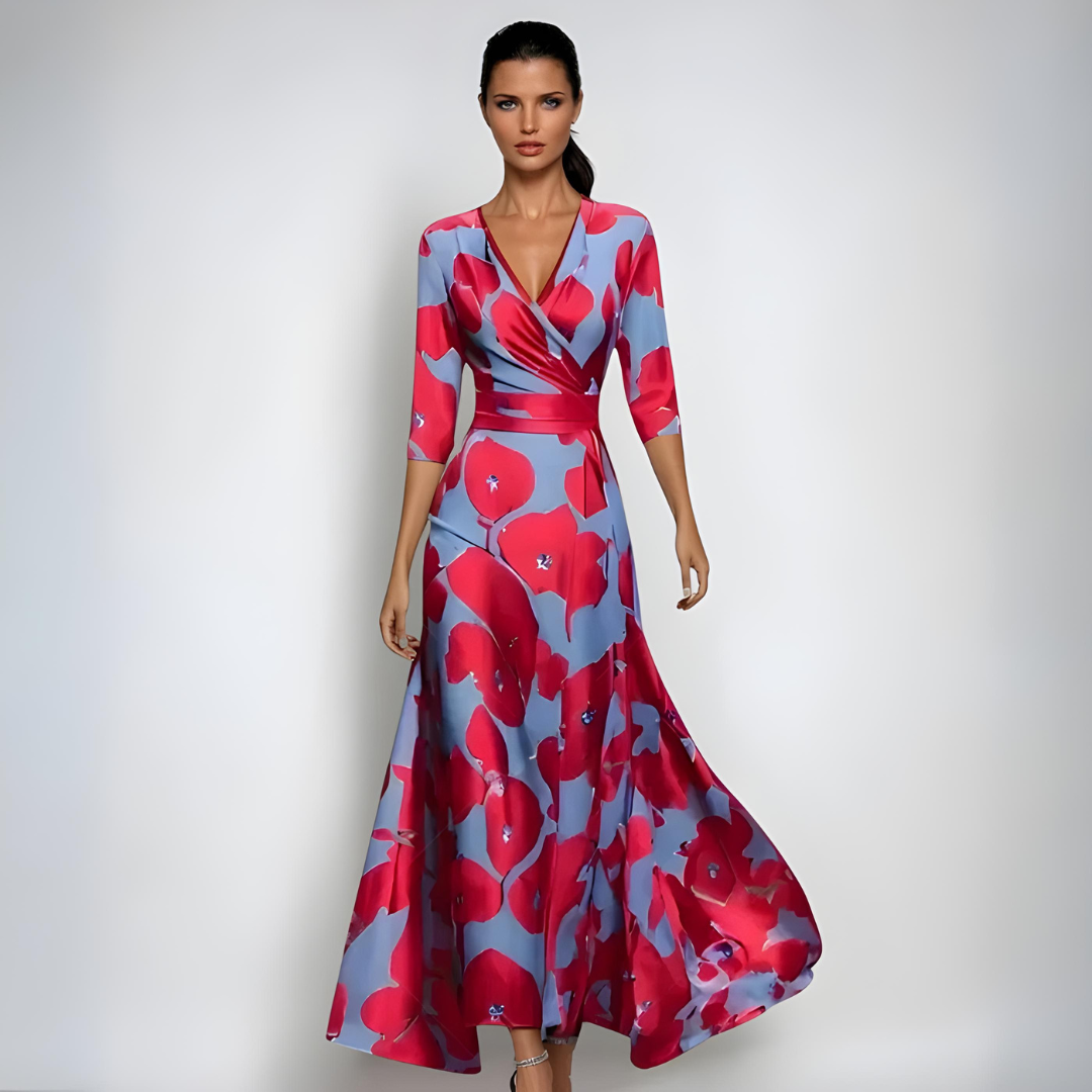 Women's Floral Maxi Dress with V Neck Wrap and Flowing Fit™ – Eleganter Boho-Style für jeden Anlass