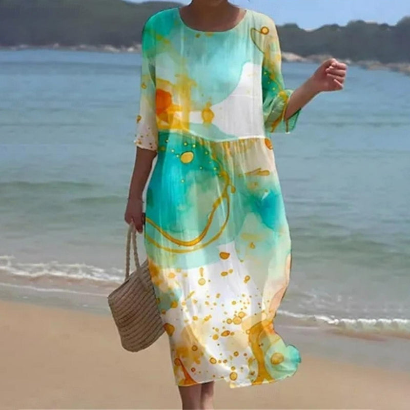 Women's Floral Midi Dress Elegant Loose Fit Summer Dress™ – Zeitlose Eleganz für jeden Anlass