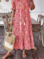 Relaxed Boho Pattern Midi Dress™ – Müheloses Tragen mit Stil