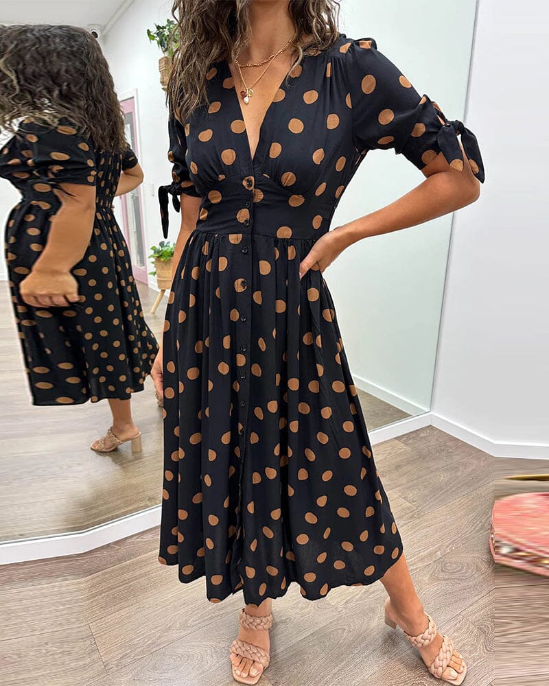 Polka Dot Midi Dress With Flattering A Line Fit for Women™ – Zeitlose Eleganz für jeden Anlass
