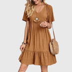 Spring V-Neck Tiered Midi Dress For Women™ – Mühelose Eleganz für Frühlingstage