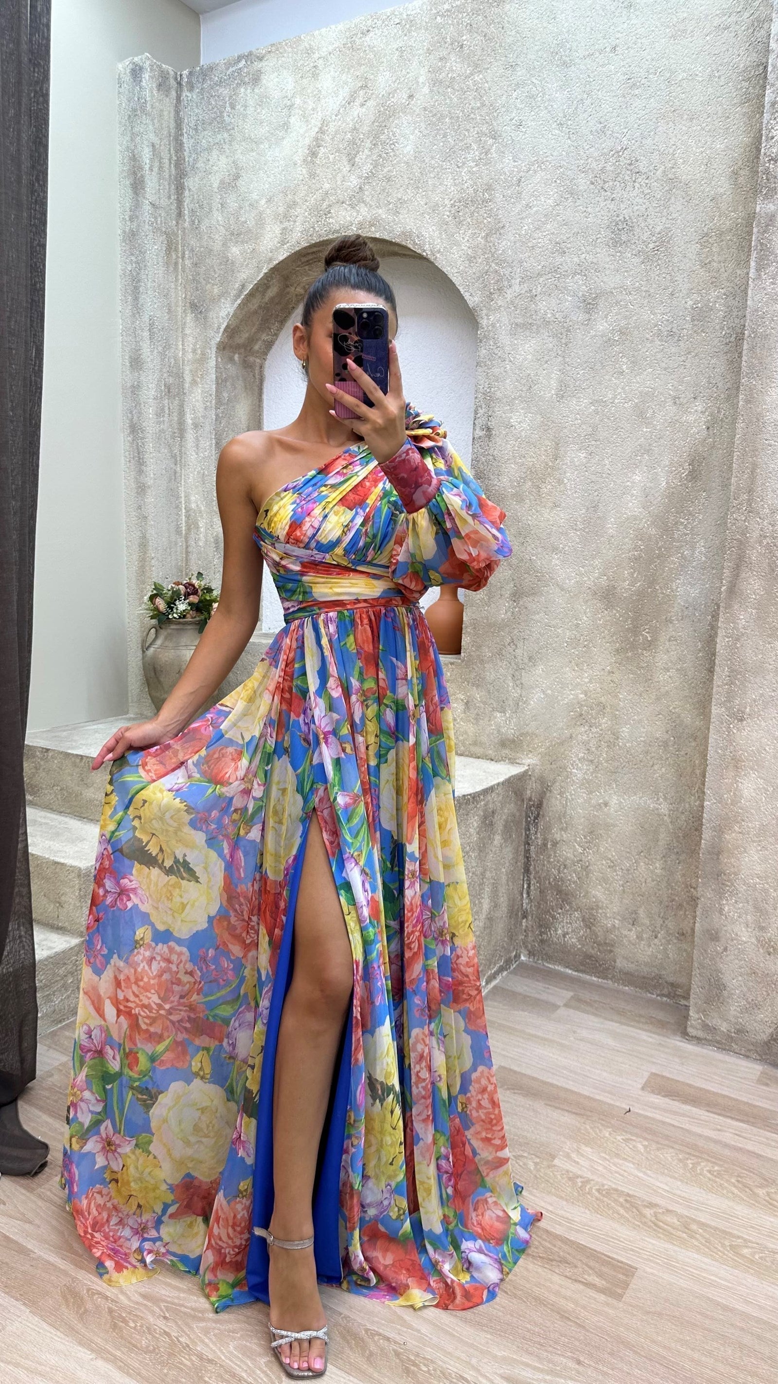Women's Floral V Neck High Slit Elegant Maxi Dress™ – Zeitlose Eleganz mit femininem Flair