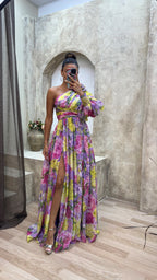 Women's Floral V Neck High Slit Elegant Maxi Dress™ – Zeitlose Eleganz mit femininem Flair