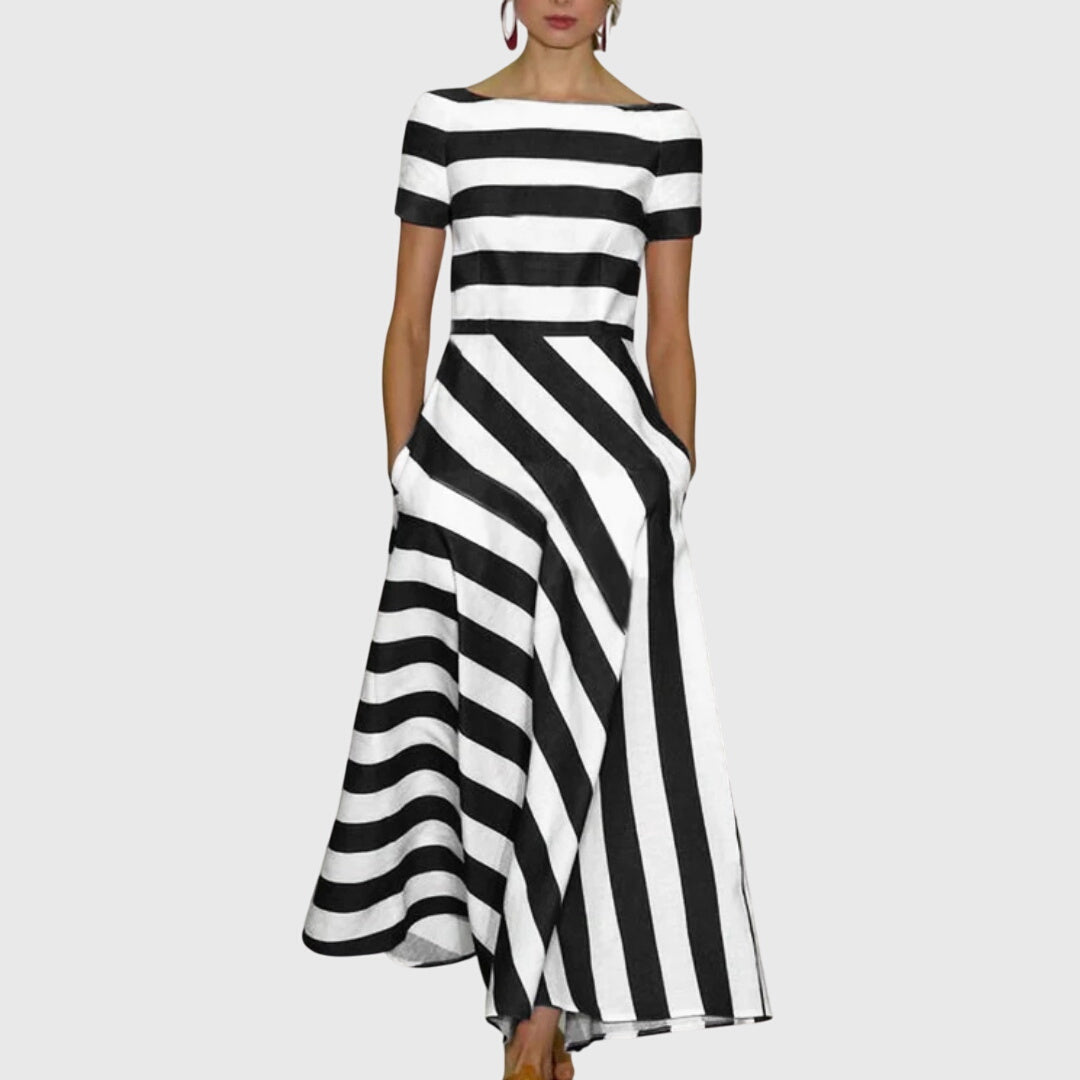 Women's Striped Maxi Dress Short Sleeve™ – Elegante Streifen mit mühelosem Stil