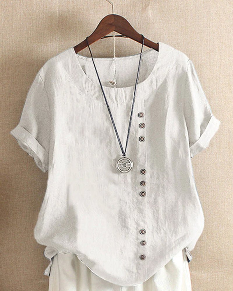 Soft Button Detail Casual Blouse™ – Mühelose Eleganz für jeden Tag