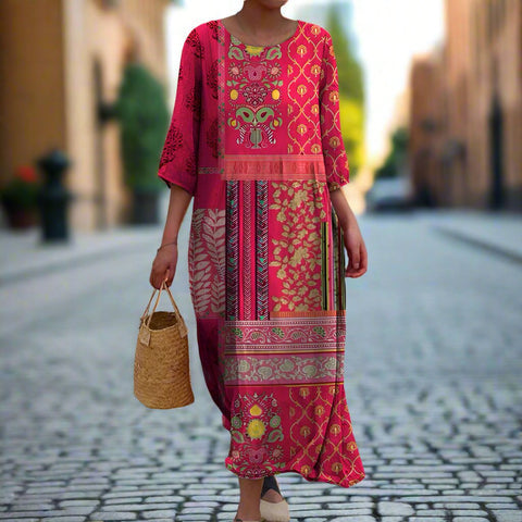 Women's Boho Printed Flowing Relaxed Fit Casual Summer Maxi Dress™ – Mühelose Eleganz für warme Tage