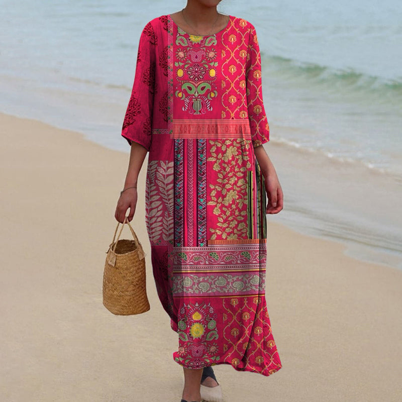Women's Boho Printed Flowing Relaxed Fit Casual Summer Maxi Dress™ – Mühelose Eleganz für warme Tage