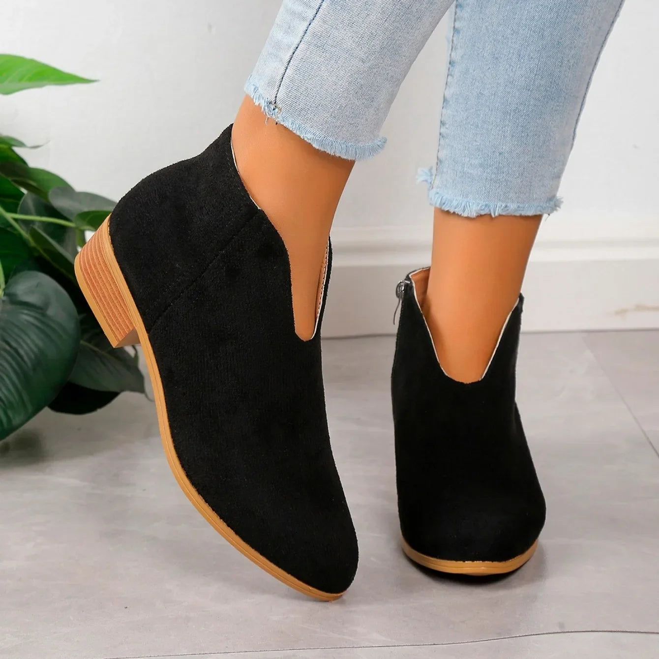 Damen Leoparden Stiefeletten mit Seitlichem Reißverschluss und Niedrigem Absatz™ – Stilvoller Komfort für jeden Tag